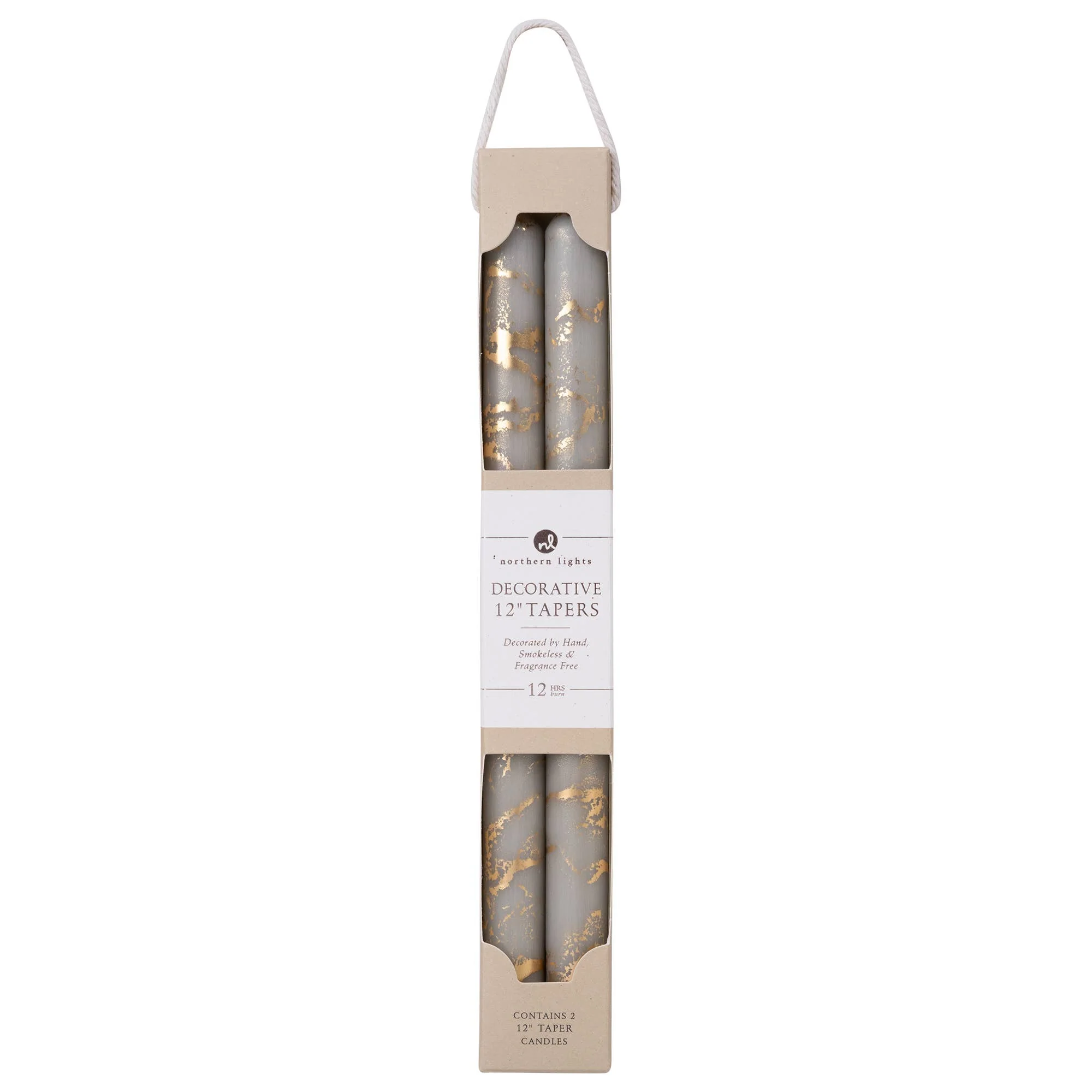 12" Decorative Taper Candles 2pk: Graphite w/ Gold - Image 13