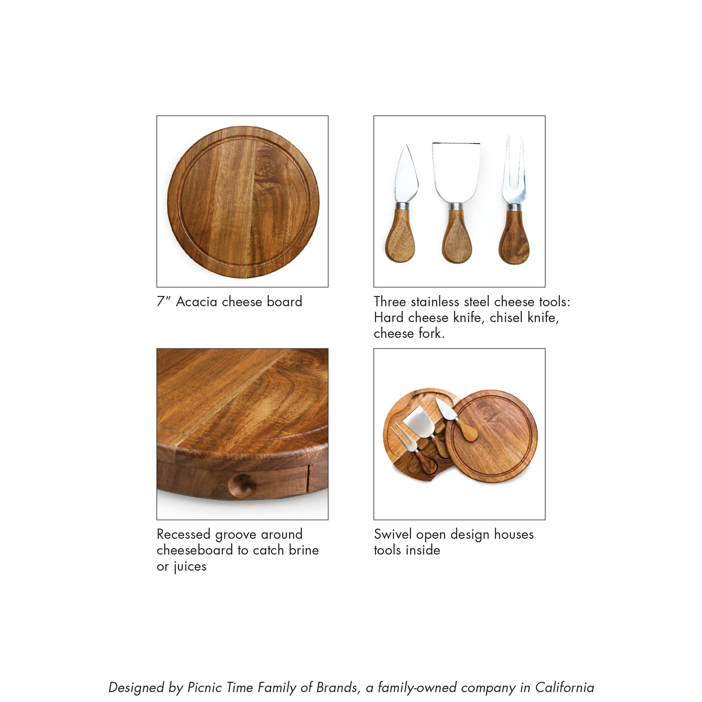 Acacia Cheese Board and Tools Set - Image 9