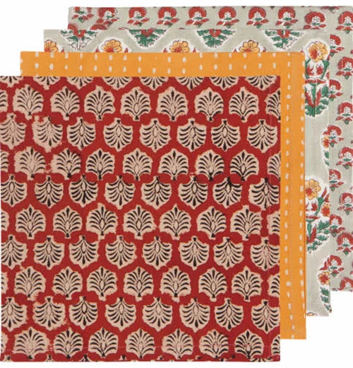 Set of 4 Block Print Napkins