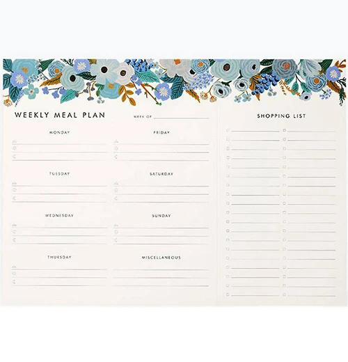 Blue Garden Party Meal Planner