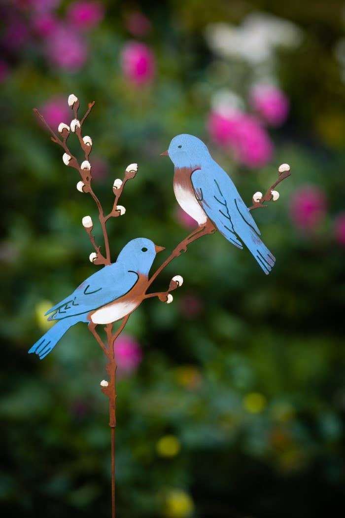 Bluebirds on Pussy Willow -Metal Silhouette Garden Yard Art - Image 3