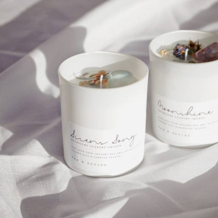 Botanical Crystal Candle Infused With Charged Gemstone: MOONSHINE - Image 5
