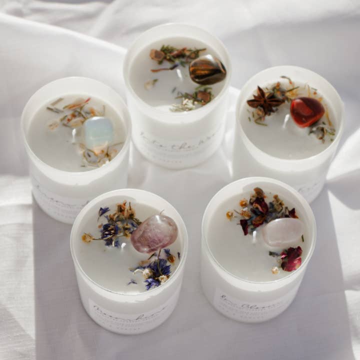 Botanical Crystal Candle Infused With Charged Gemstone: SIRENS SONG - Image 2