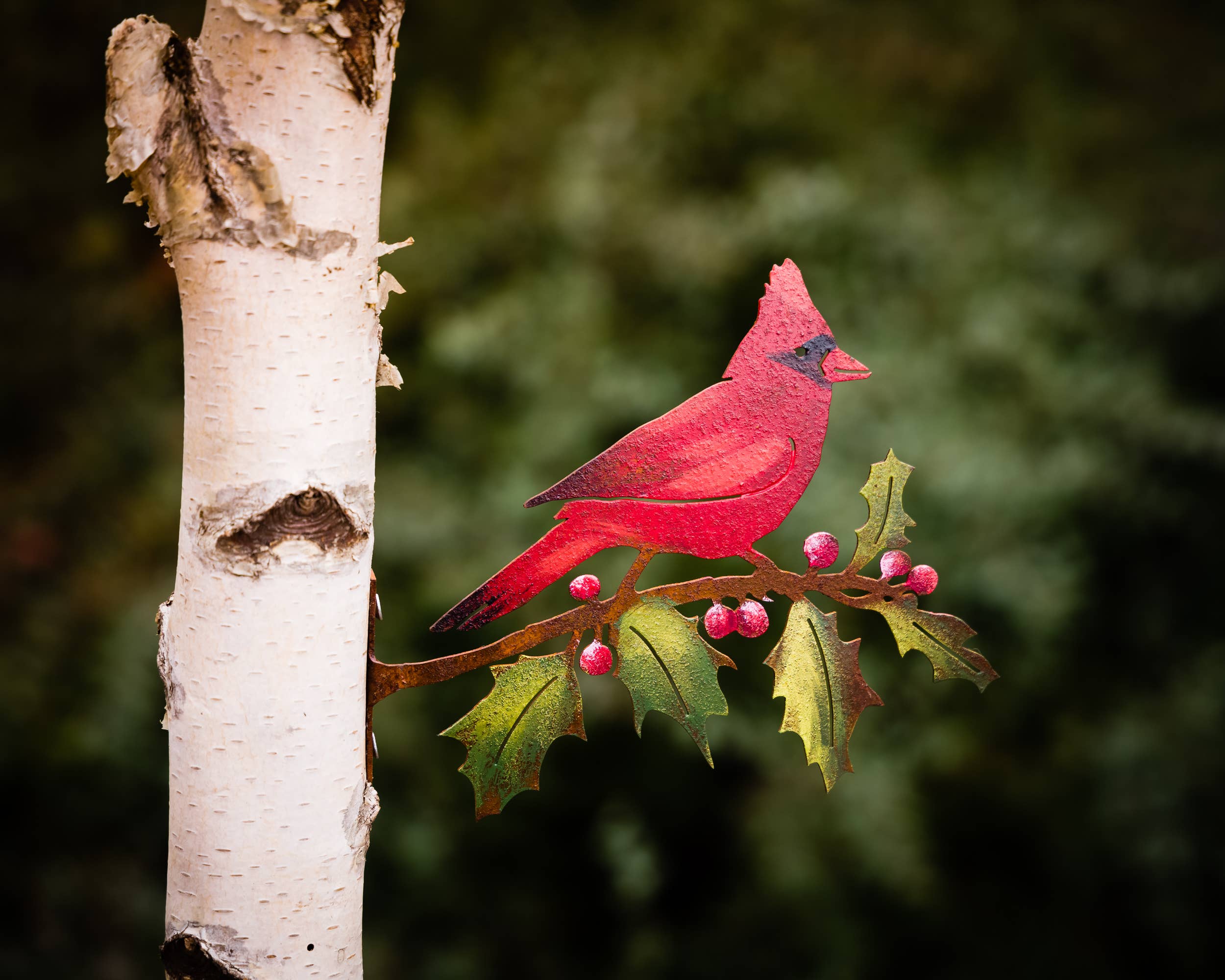 Cardinal on Holly Branch Tab -Painted - Image 2