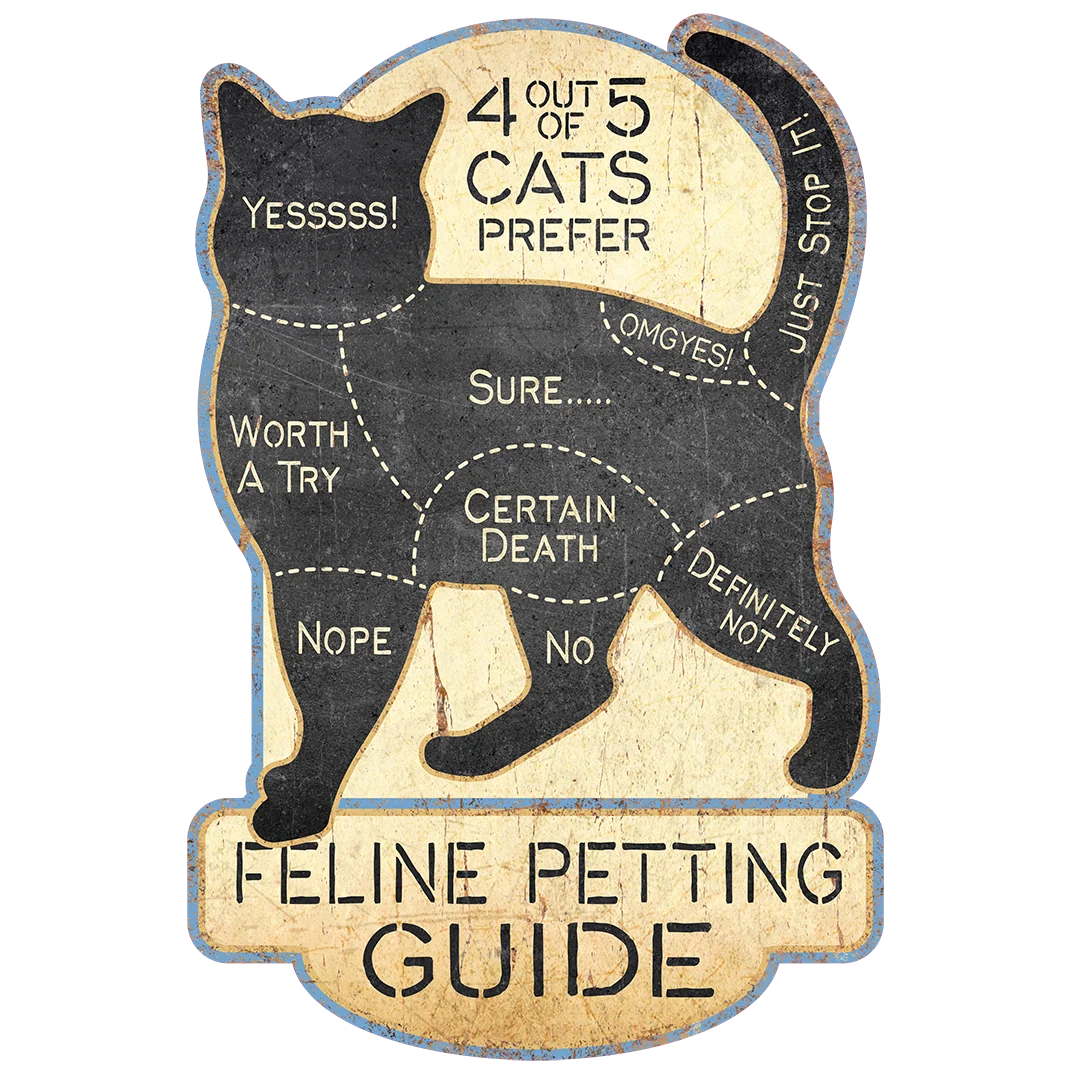 Cat Petting Aluminum Sign