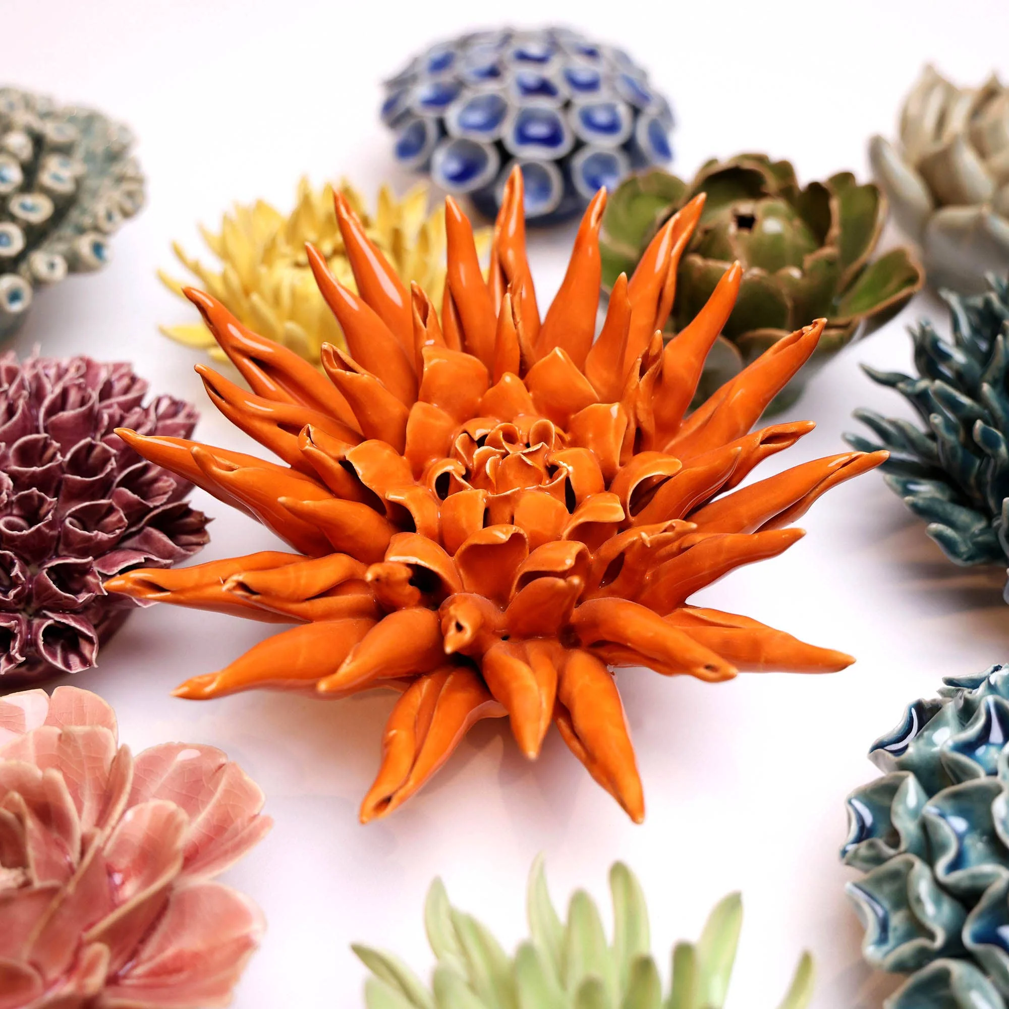 Ceramic Flower & Faux Succulent Collection 12: Medium Light Blue - Image 8