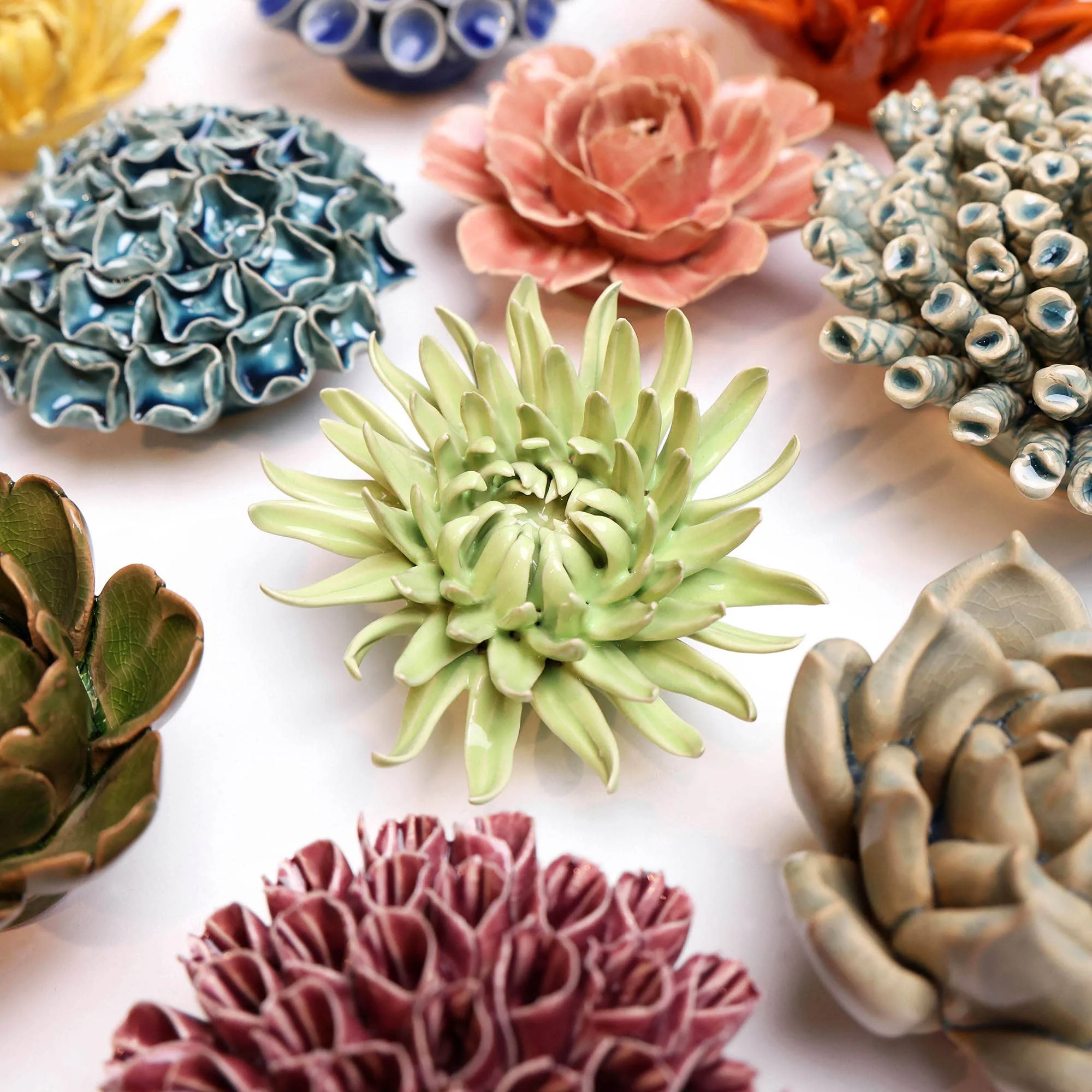 Ceramic Flower & Faux Succulent Collection 12: Medium Teal - Image 5