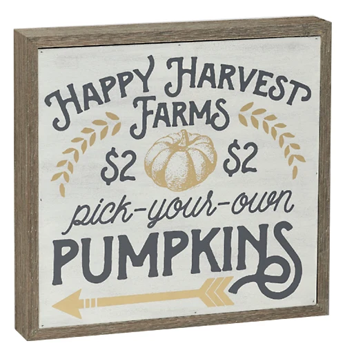 Box Sign "Happy Harvest Pick Pumpkins"