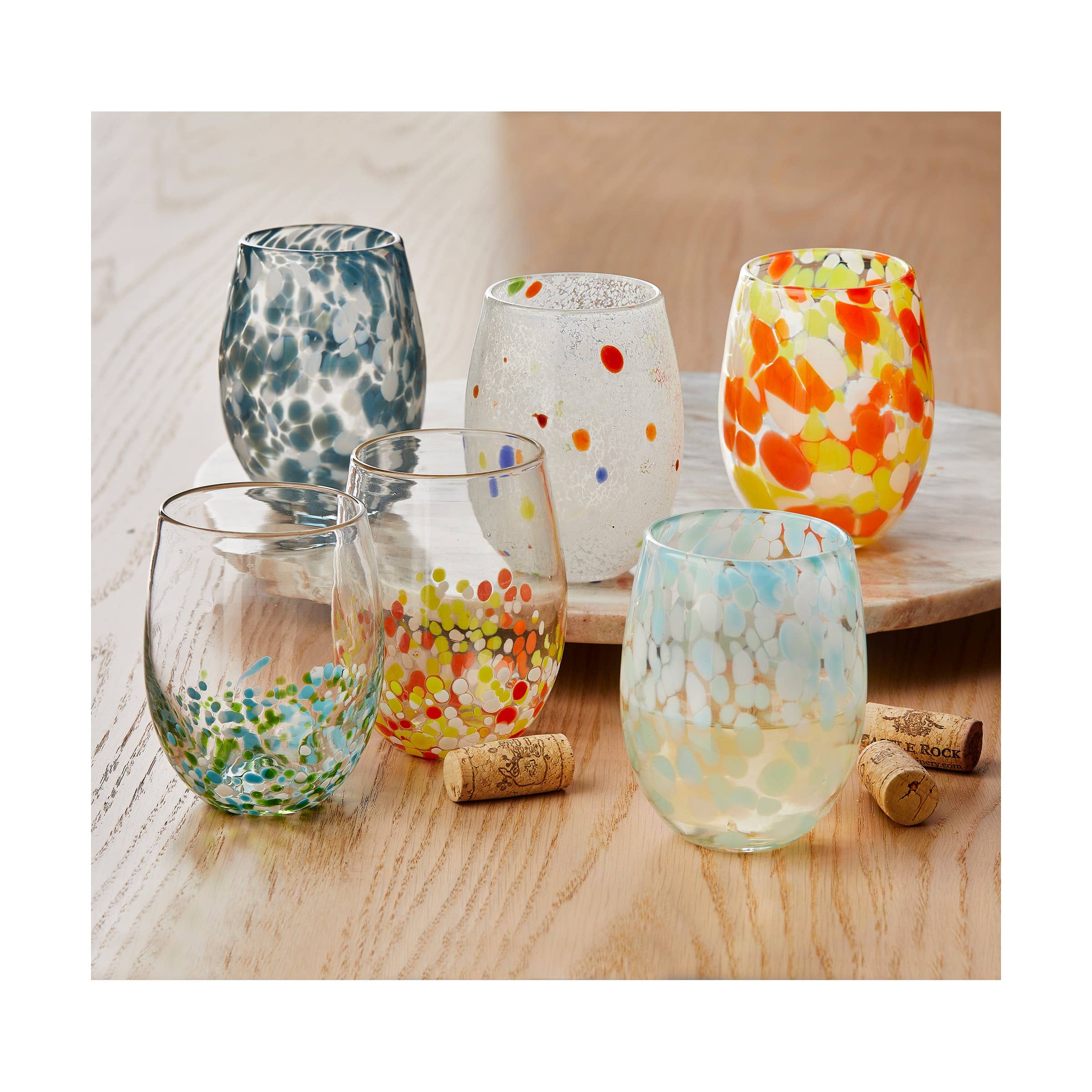 Confetti Stemless Wine Glass WhiteWhite Glass Everyday - Image 2