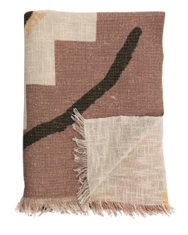 Cotton Throw With Abstract Face Design - Image 2