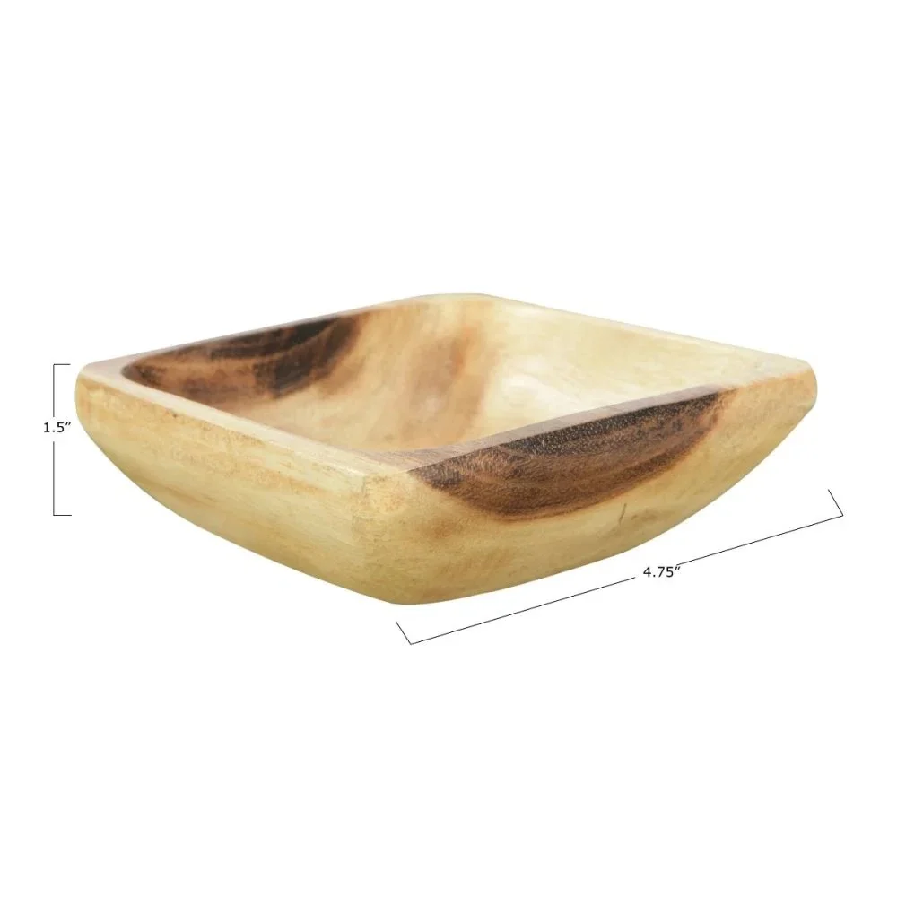 Square Acacia Wood Bowl - Image 2