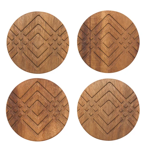 Coasters, Wood, Geo (Set of 4) "Facet" - Image 2