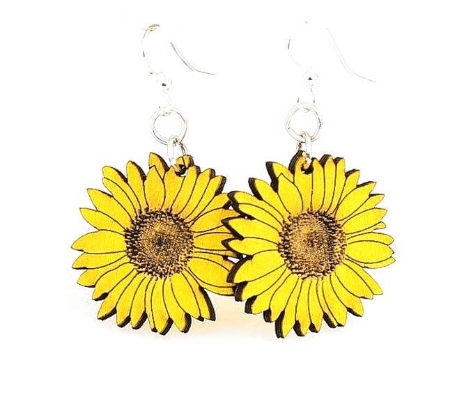 Detailed Sunflower Earrings - Image 2