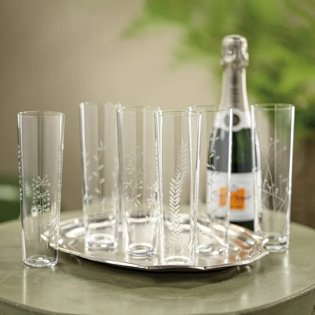 Flora Etched Stemless Champagne Flute - Image 2