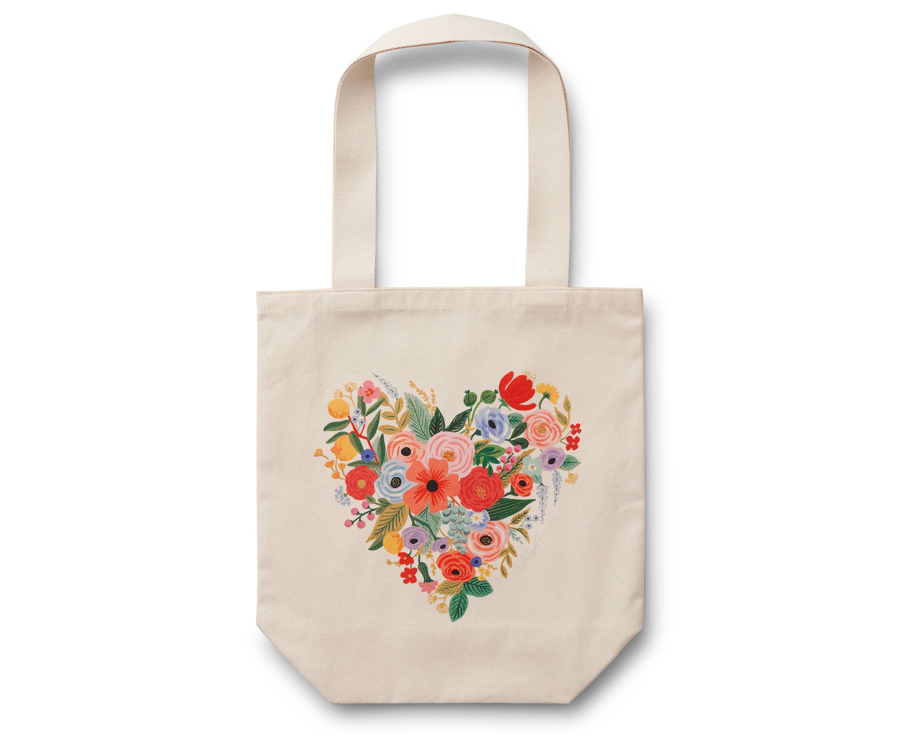 Floral Heart Valentine's Day Canvas Tote Bag