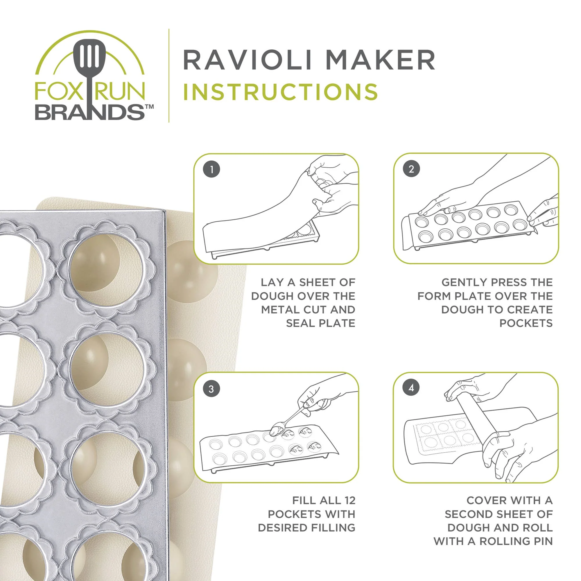 Fox Run Flower Shaped Ravioli Maker, 12 Molds, 12" x 3" x 1" - Image 3