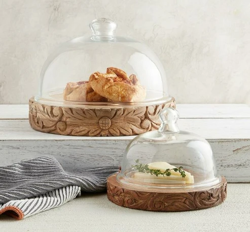Glass Dome With Carved Base - Image 2