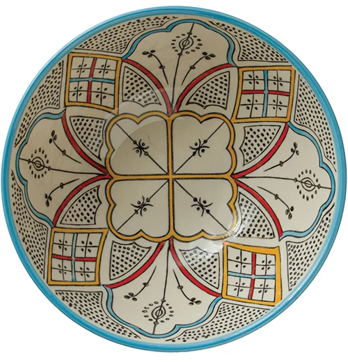 Hand Painted Bowl with Multicolor Pattern