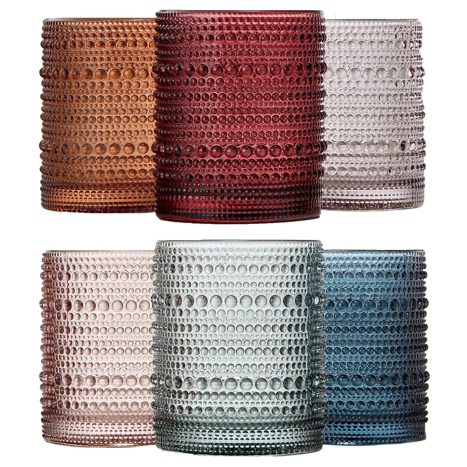 Hobnail Colored Beaded Tumbler Drinking Glass