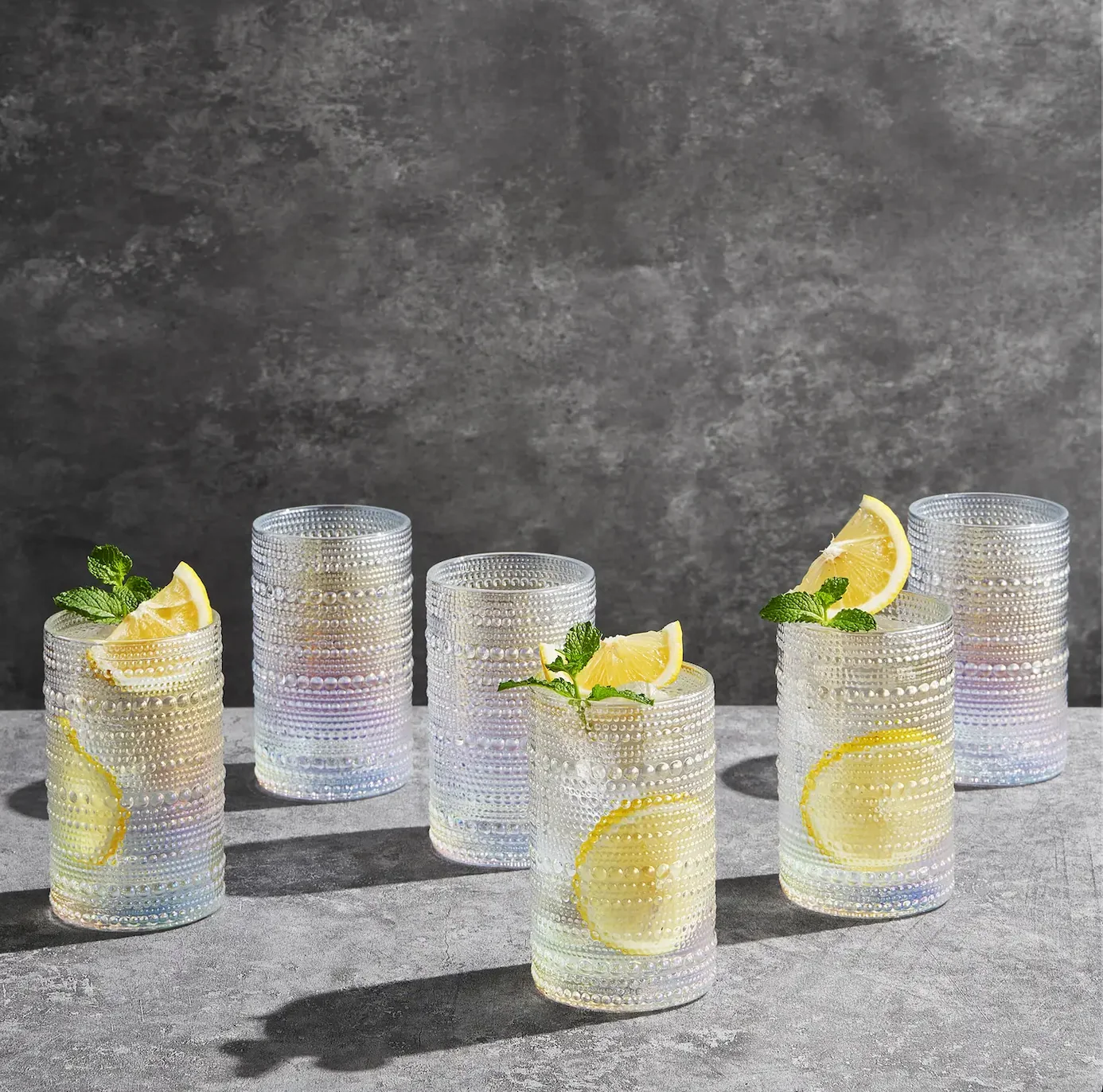 Hobnail Iridescent Beaded Highball Tumbler Glass - Image 3