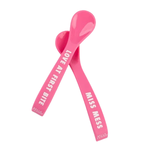 Love First Bite Miss Mess Spoon Set-Pink