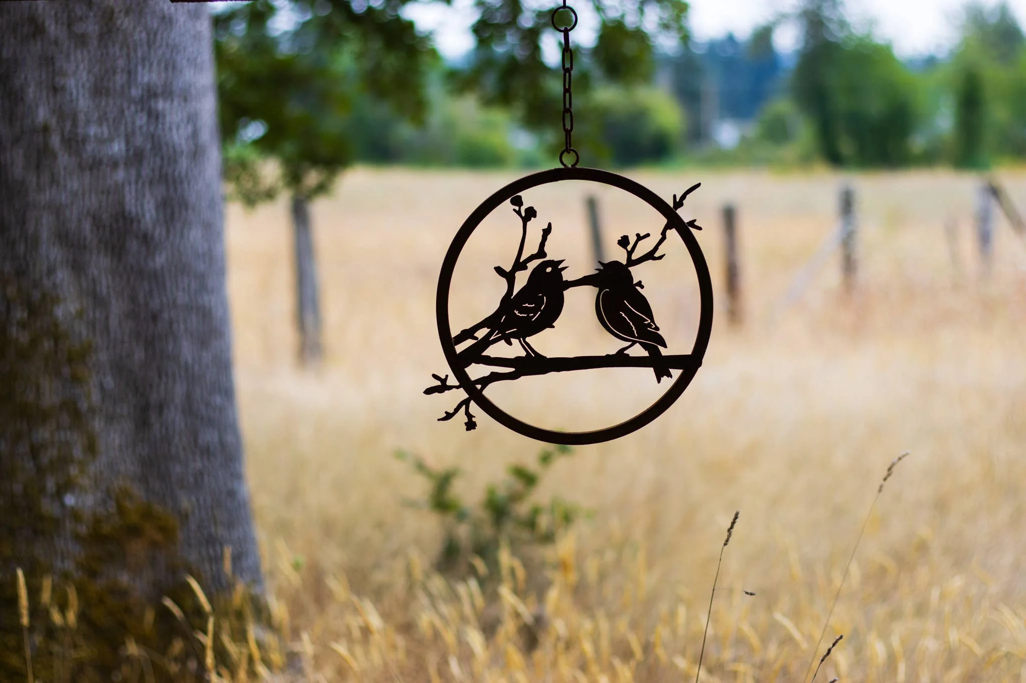 Lovebirds Branch Ring -Metal Silhouette Garden Yard Home Art - Image 3