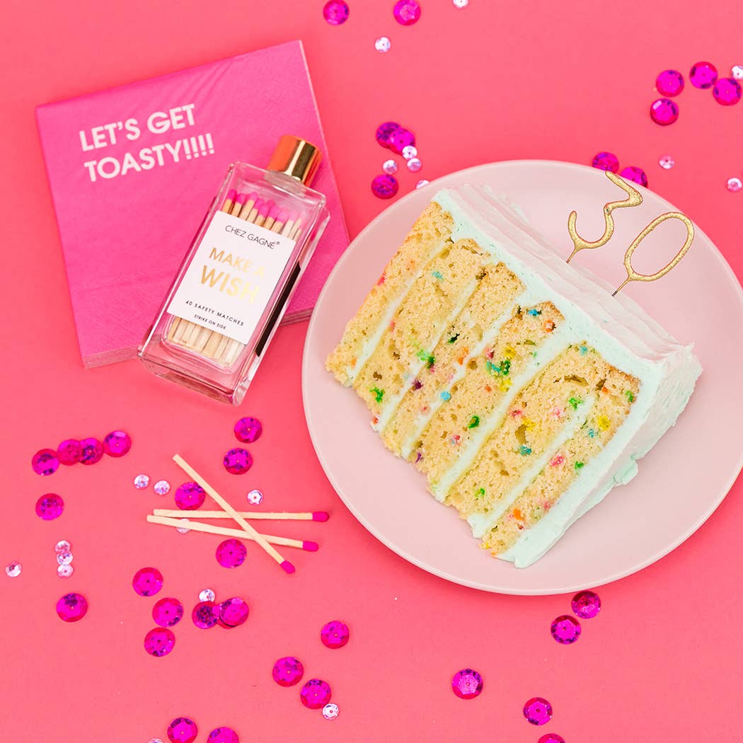 Make A Wish - Glass Bottle Matches - Bright Pink - Image 3