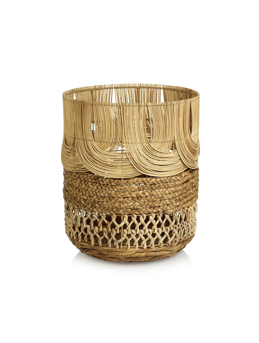 "Melaka" Multi-Weave Rattan & Water Hyacinth Basket