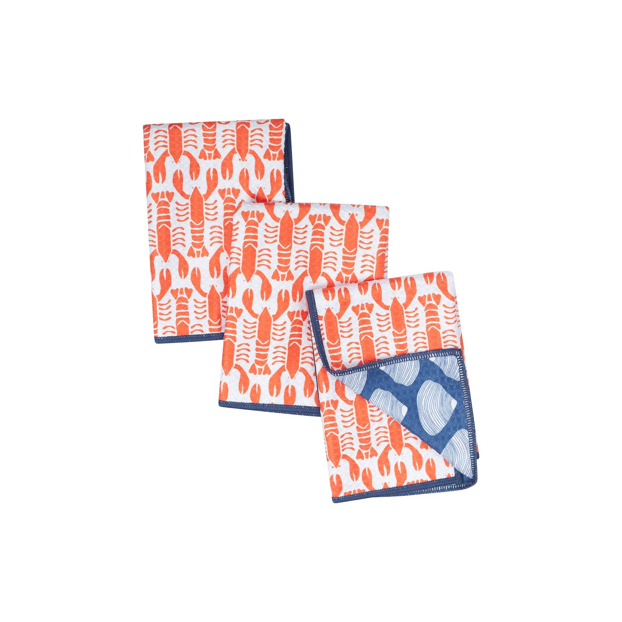 Mighty Mini Towel (Set of 3) Reversible - KN Lobster: Red - Image 2
