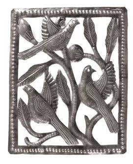 Mini Bird Cut out Rectangular Wall Art Sculpture
