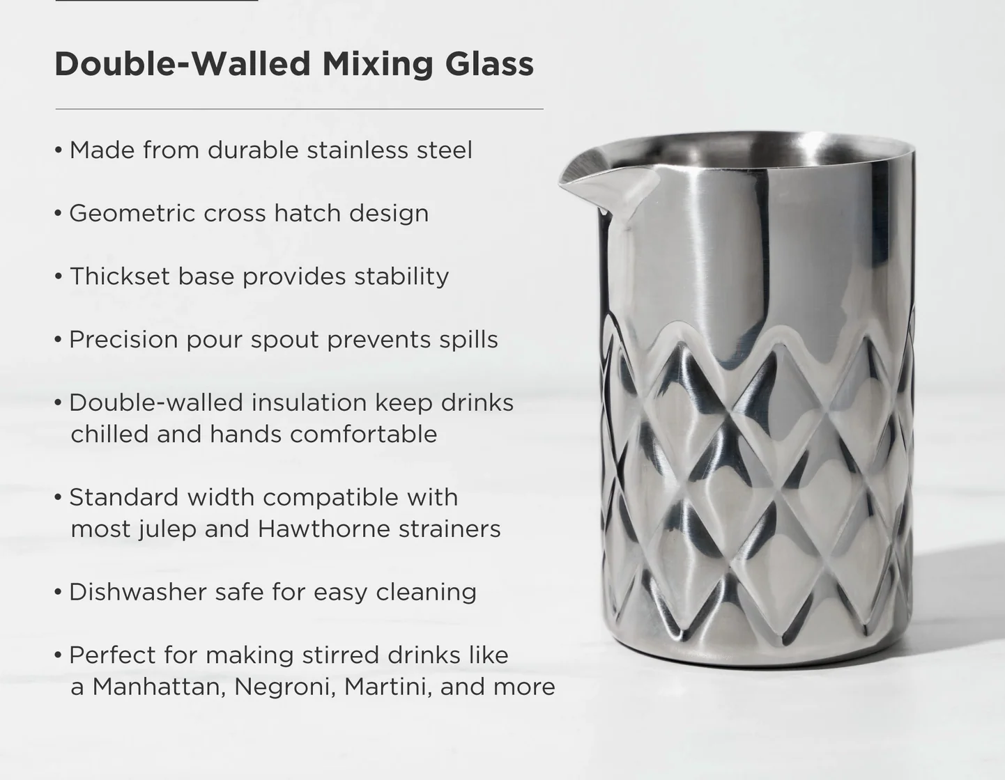 Admiral Polished Stainless Steel Double Walled Mixing Glass - Image 2