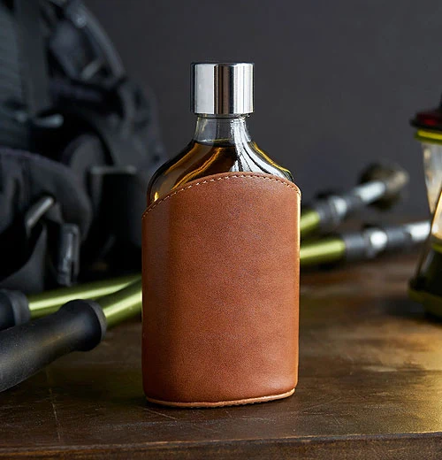Parker Leather Wrapped Glass Flask - Image 3
