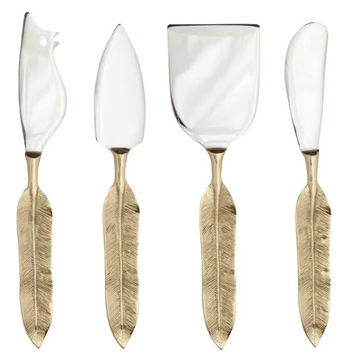 Plume Gold Cheese Knives (Set of 4)