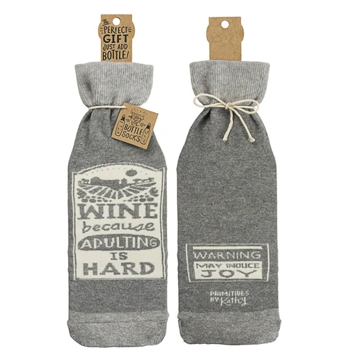 Bottle Sock "Wine Because Adulting Is Hard"