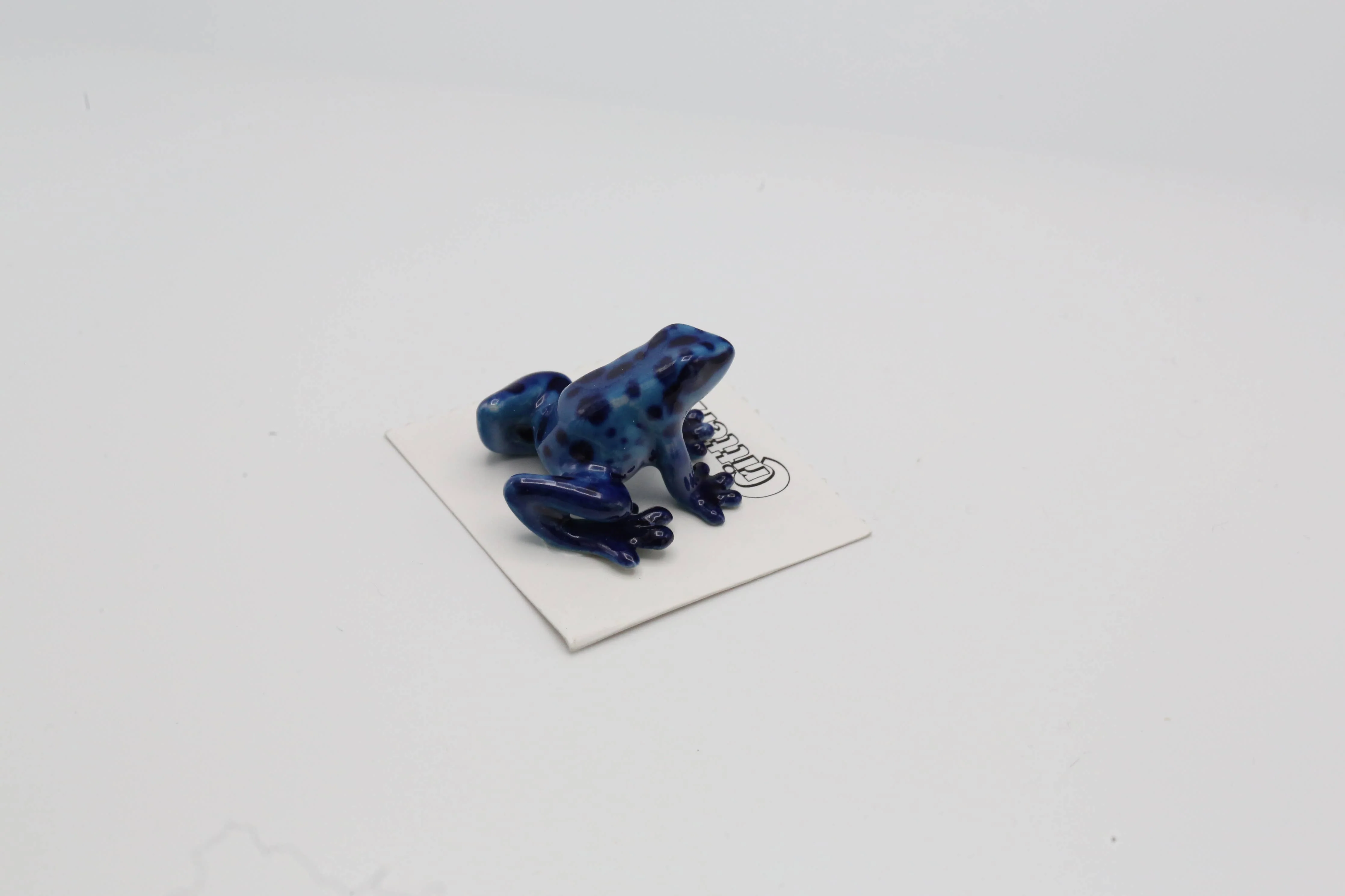 Sapphire Blue Dart Frog Porcelain Miniature - Image 2