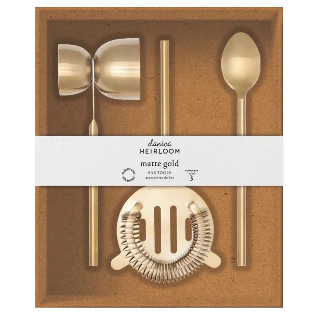 Matte Gold Bar Tools, Set of 3