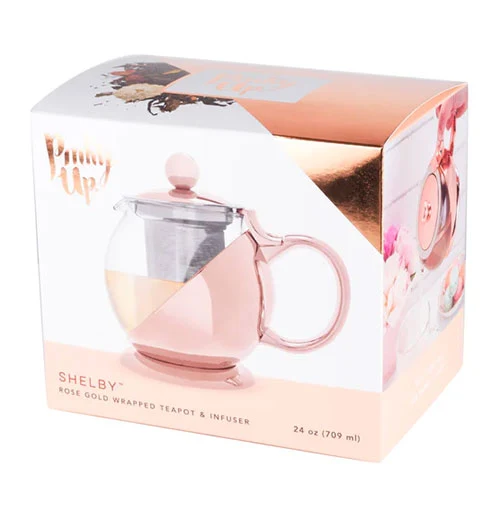 Shelby Glass and Rose Gold Teapot - Image 2