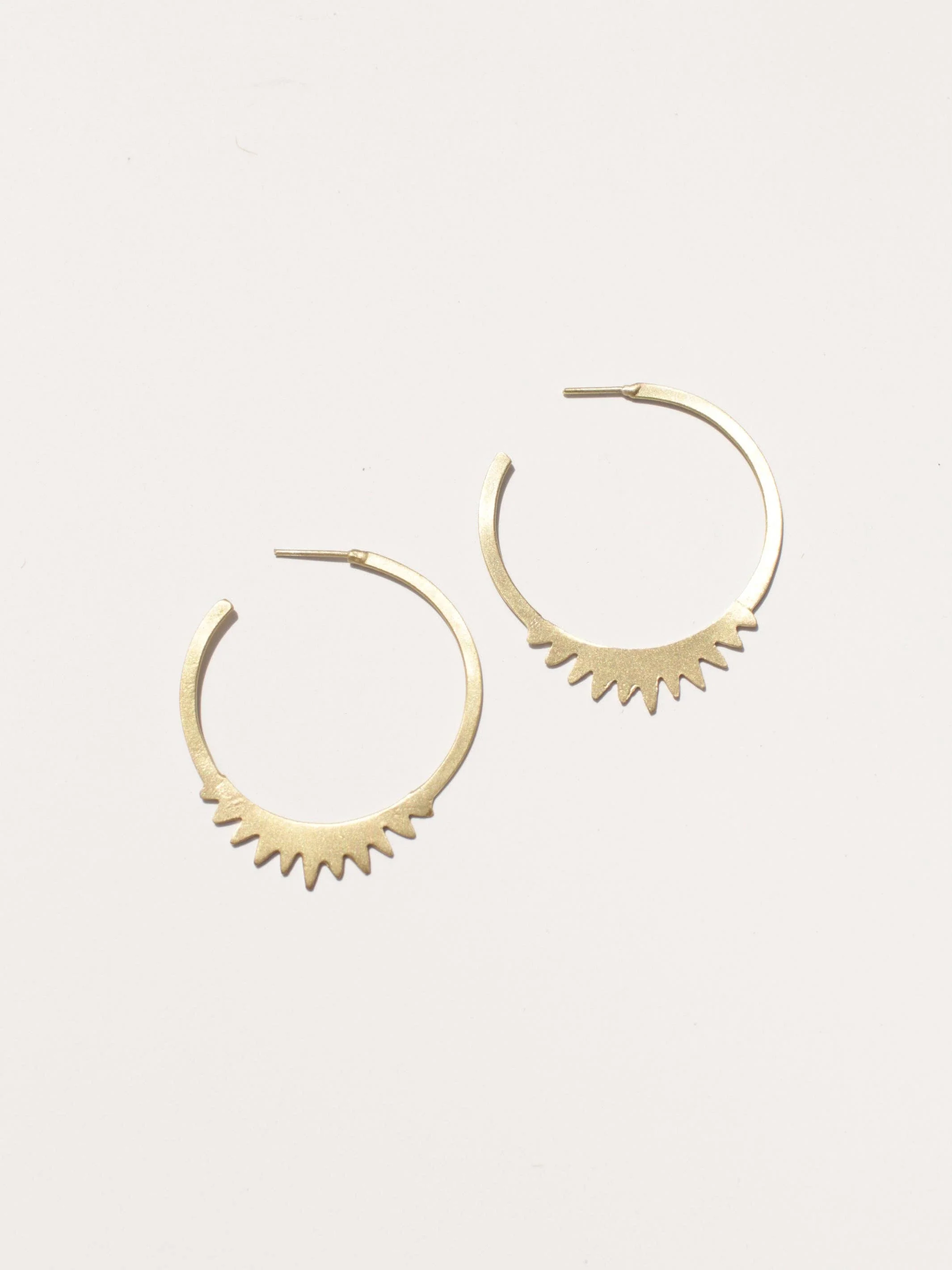 Spiked Brass Hoops - White Thread - Image 2