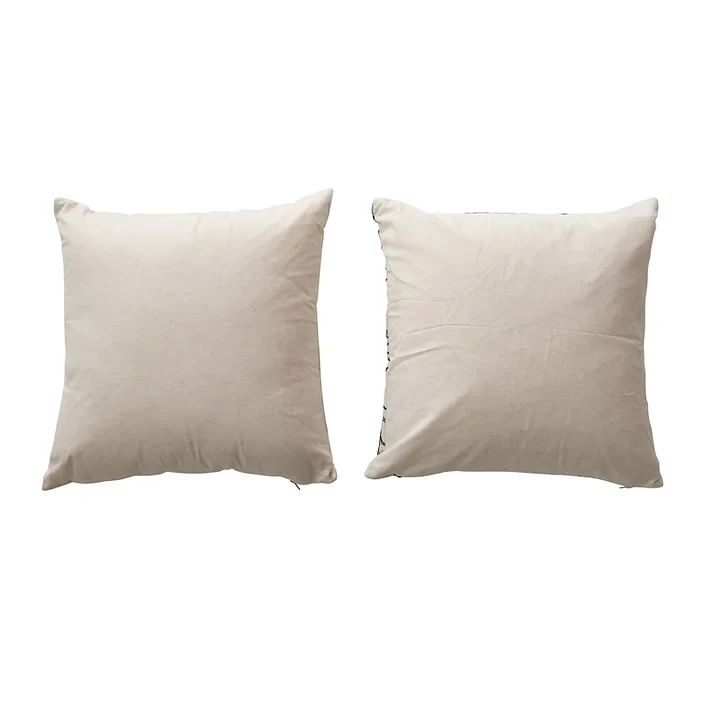 Natural & Black Square Cotton Pillow - Image 2