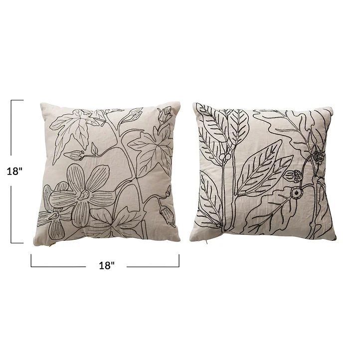 Natural & Black Square Cotton Pillow - Image 3