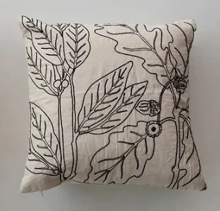 Natural & Black Square Cotton Pillow - Image 4