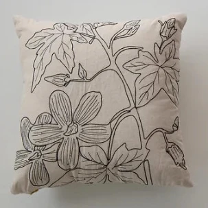 Natural & Black Square Cotton Pillow - Image 5