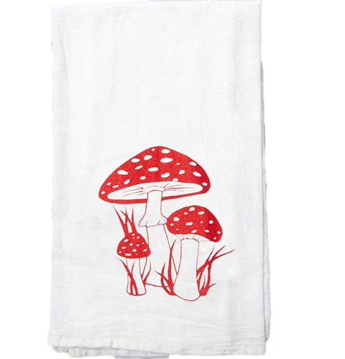 Toadstool Flour Sack Tea Towel