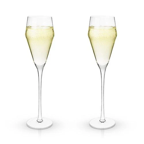 "Raye Angled Crystal Prosecco" Glasses (Set of 2)