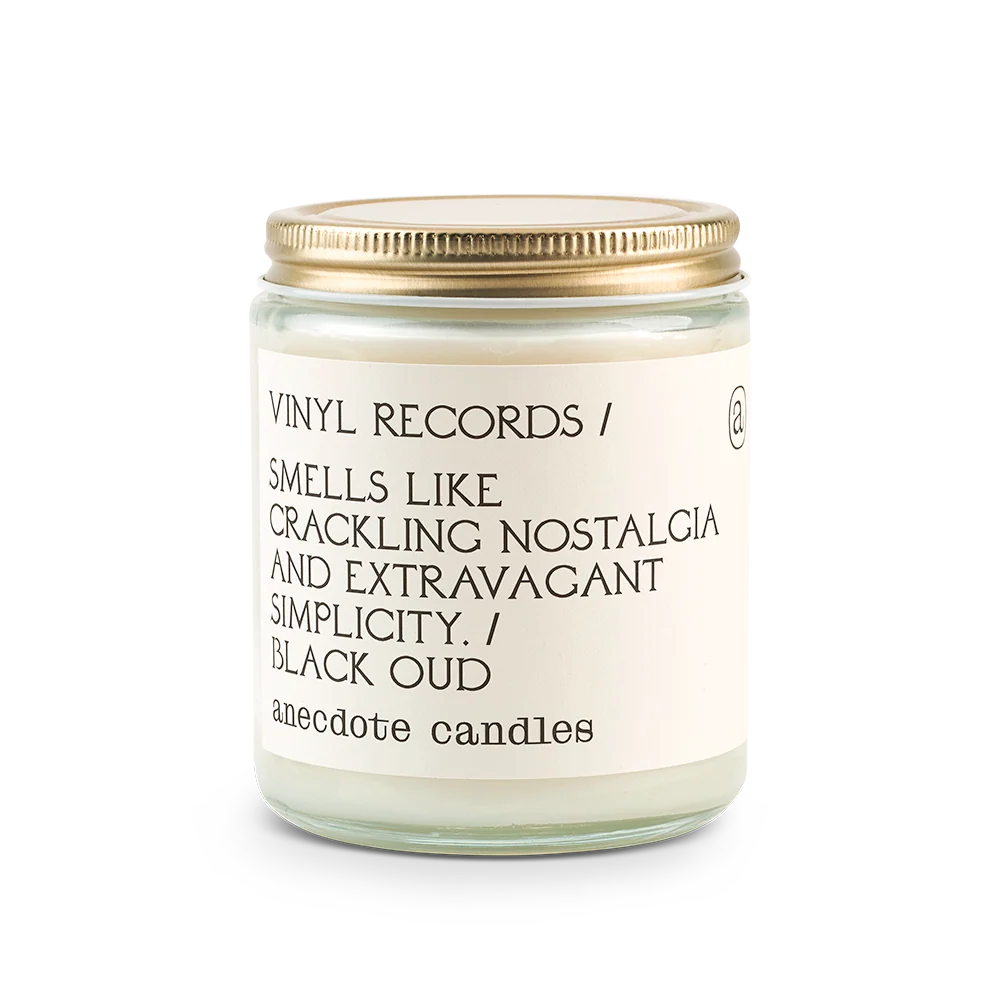 Vinyl Records (Black Oud) Candle: 7.8 oz Glass Jar