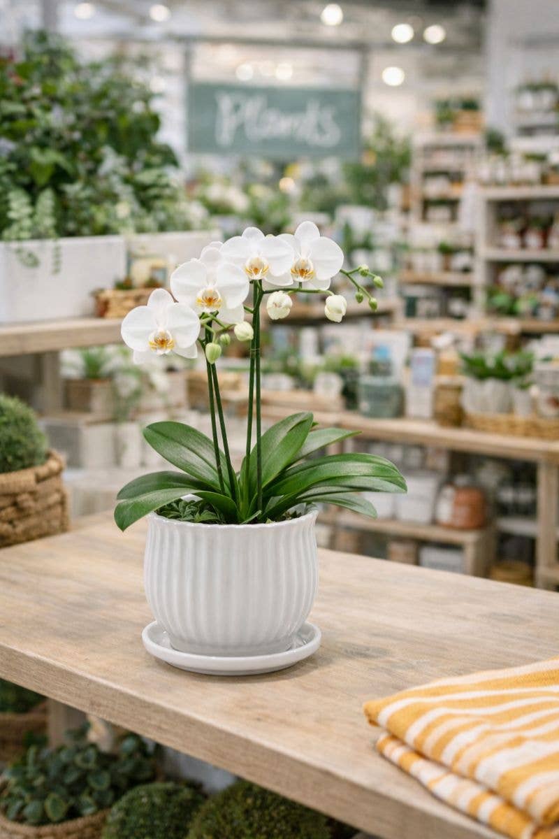 White Scalloped Pot with Saucer - Planter - Image 2