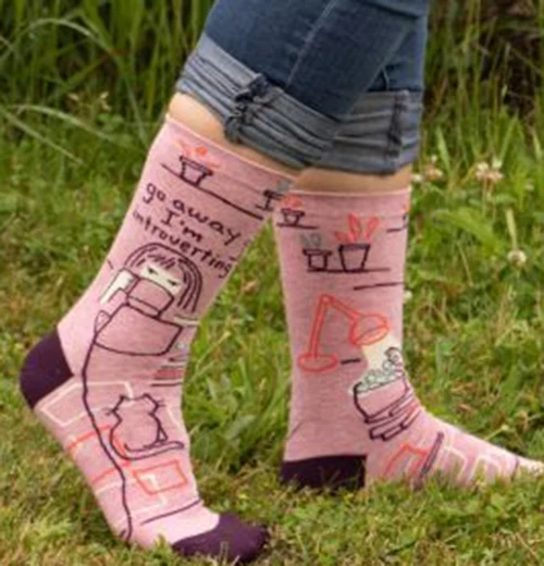 Women's Crew Socks, "Go Away I'm Introverting" - Image 2