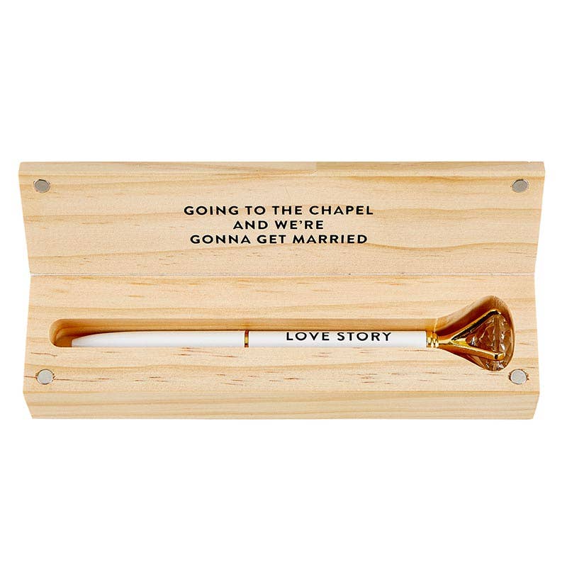 Wood Box with Gem Pen - Love Story - Image 2